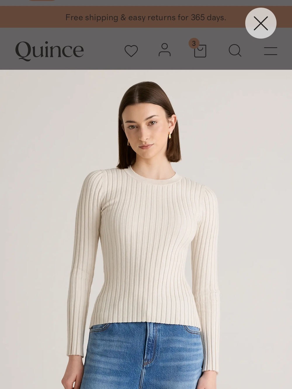 Quince Ribbed Crewneck Sweater - Beige